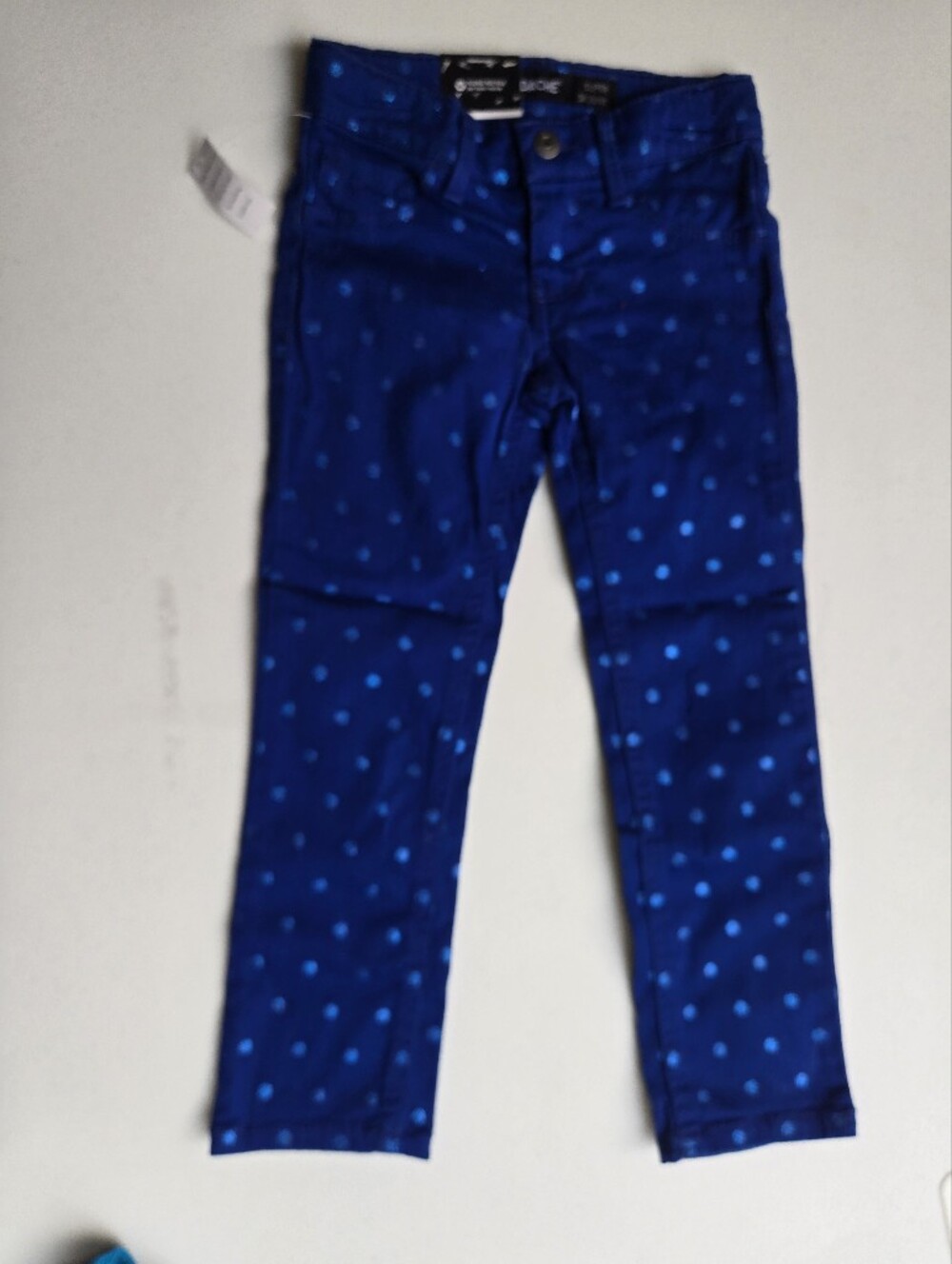 NWT Jordache Girls Super Skinny Adjustable Waist Royal Blue Glitter Dot Jeans